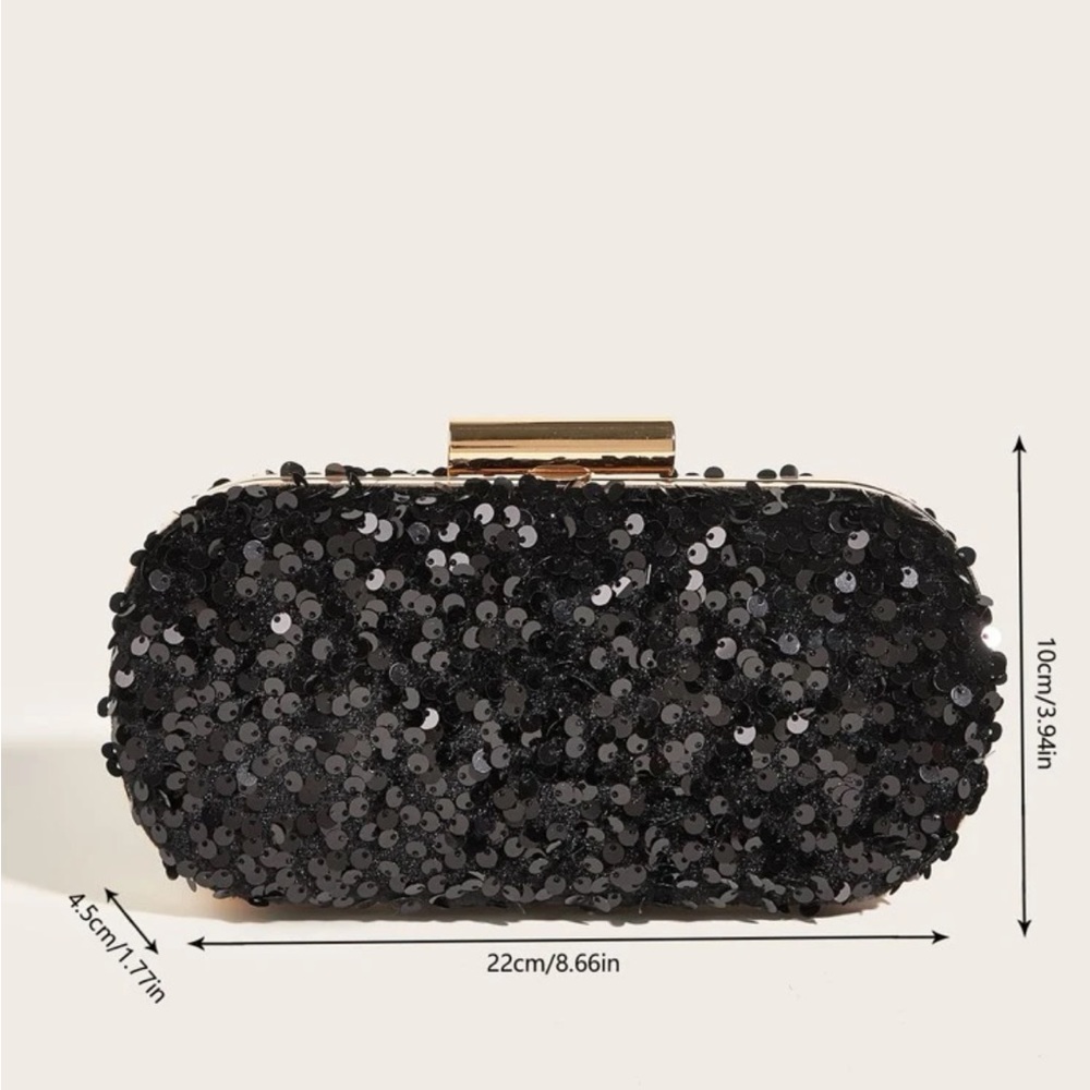 Black sequin clutch